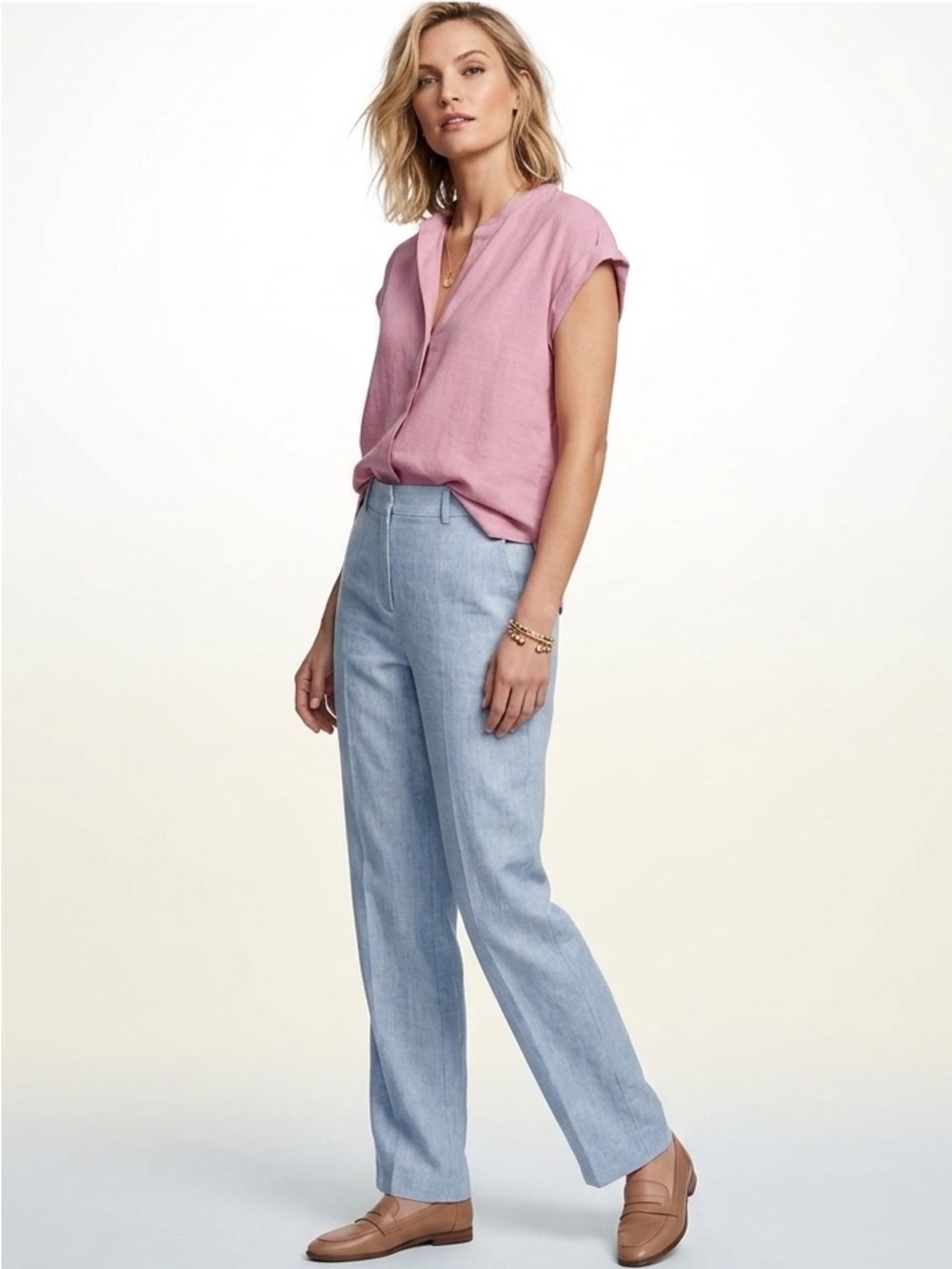 Banana Republic Dusty Pink Short-Sleeve Blouse